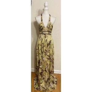 *SOLD*BCBG MaxAzria Stunning Silk&Metallic Beaded Maxi Dress Evening Gown Size 0